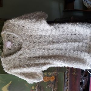 Open knit fuzzy sweater dress M